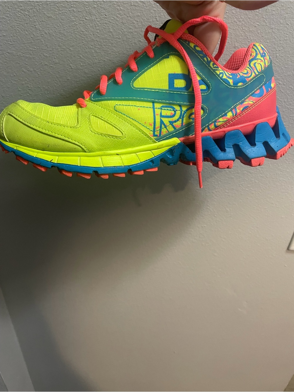 Reebok Kids Neon Yellow, Coral & Blue Trail Sneakers